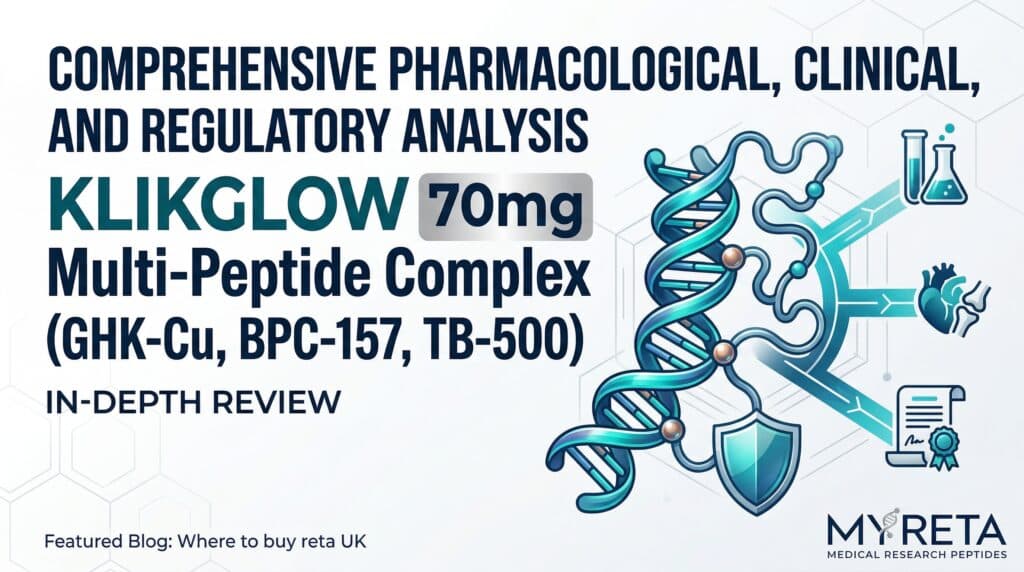 Comprehensive Pharmacological, Clinical, and Regulatory Analysis of the KLIKGLOW 70mg Multi-Peptide Complex (GHK-Cu, BPC-157, TB-500)